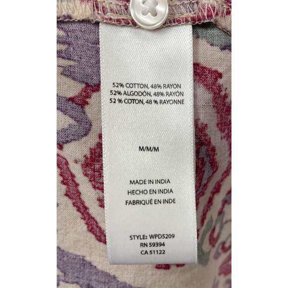 Beach Lunch Lounge Dress Geo Aztec Cottage Tiered Casual Festival Preppy Boho M - Picture 7 of 11